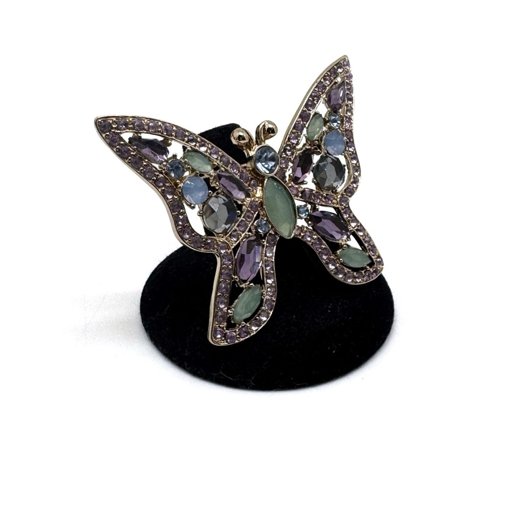 Napier Multicolored Rhinestone Butterfly Brooch - Picture 7 of 11